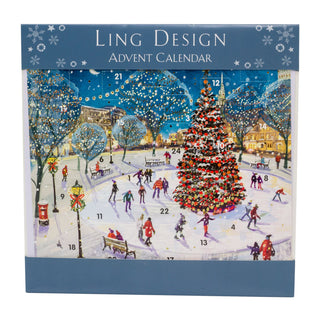 Christmas Advent Calendar Skating In The Snow | Advent Calendar Greetings Card