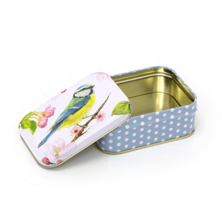 Jo Stockdale Blue Tit Small Rectangle Tin | Trinket Keepsake Sewing Tin Box