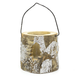 Natural Wooden Tree Log Christmas Tealight Candle Holder | Festive Rustic Tree Bark Tea Light Candle Pot | Xmas Lantern Tealight Votive Holder