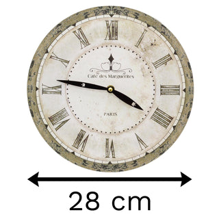 French Word 28Cm Wall Clock - Cafe De Marguerites