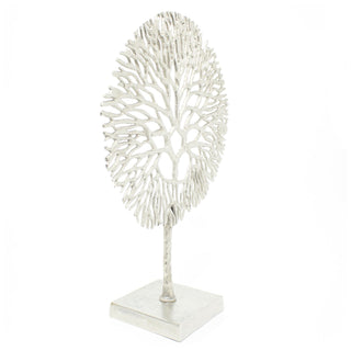 Silver Coral Sculpture Decorative Ornament on Metal Stand Tree Of Life Jewellery Stand - Silver Metal Coral Ornament On Aluminium Base
