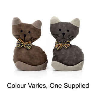 Faux Leather Cat Doorstop | Tartan Bow Cat Doorstopper Animal Doorstop - 1.5kg