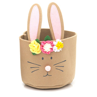 Set Of 2 Cute Bunny Ear Storage Baskets Hampers | 2 Piece Bunny Rabbit Felt Bucket | Rabbit Organiser Bin For Nursery Easter Gift Baskets