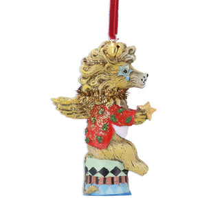 Gold Glitter Circus Lion Christmas Tree Decoration, Gisela Graham 8.5cm