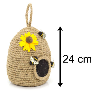 Rustic Beehive Coir Rope Doorstop | Honey Bee House Home Doorstopper | Novelty Bee Hive Door Stop With Handle