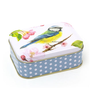 Jo Stockdale Blue Tit Small Rectangle Tin | Trinket Keepsake Sewing Tin Box