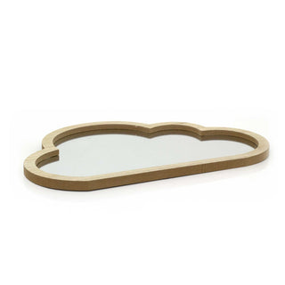 Wooden Cloud Shaped Mirror | Kids Bedroom Wall Decor Hanging Nursery Mirror 34cm