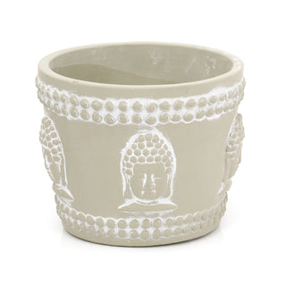 11.5cm Grey Stone Buddha Planter Garden Plant Pot | Indoor Outdoor Buddha Head Cachepot | Zen Garden Flower Pot