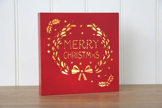 Wooden Merry Christmas Light Box Frame Hanging Decorative Sign