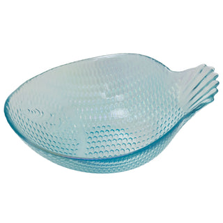 Fish Shaped Glass Bowl, 220ml Blue Nautical Snack Serving Dish 17x13cm