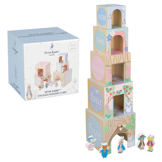 Childrens Peter Rabbit Stacking Cubes Wooden Stacking Toys Baby Building Blocks