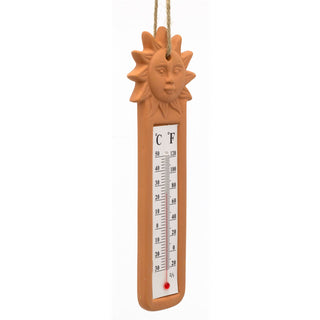 Terracotta Sun Wall Hanging Thermometer | Traditional Indoor Outdoor Thermometer