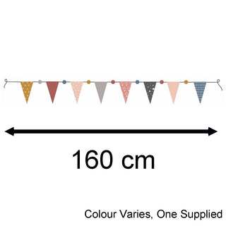 Childrens Fabric Pompom Bunting | 8 Pennant Flag Line Bunting Banner For Kids