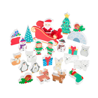 Children's Wooden Winter Wonderland Christmas Advent Calendar | Wood Advent Calendar Advent Calendar For Kids | Santa Claus Playset Advent Calendar