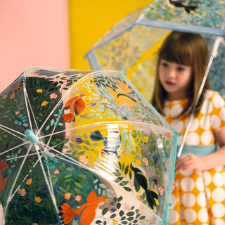 Djeco DD04804 Childrens Clear Dome Umbrella  for Kids - Flowers & Birds