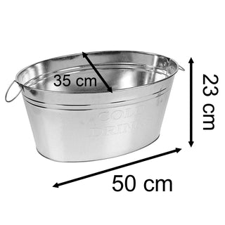 Large Oval Metal Drinks Pail | Party Ice Bucket Cooler With Handles - 20L