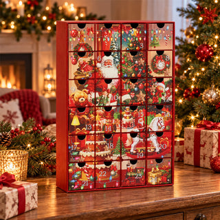 Advent Calendar with Drawers, Red 24 Drawer Fill Your Own Christmas Calendar