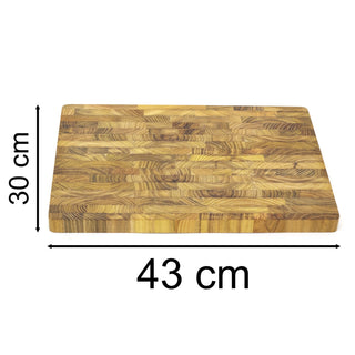 Teak End Grain Chopping Board | Endgrain Butcher Block Rectangular Cutting Board 42x30cm