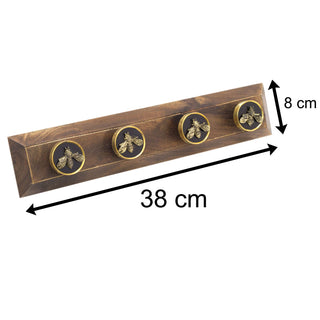 38cm Wooden Honey Bee Wall Hooks | Wall Mounted Bumble Bee Coat Hooks | Decorative Coat Pegs Multi Purpose Wall Hooks