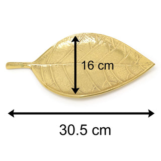 Elegant Gold Metal Leaf Decorative Tray | Aluminium Storage Display Vanity Tray | Botanical Display Plate
