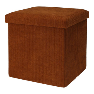 Brown Corduroy Fabric Pouffe Storage Footstool | Square Pouffes For Living Room