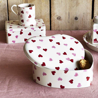 Emma Bridgewater Pink Hearts Large Storage Tin | Heart Shaped Pink Kitchen Tin