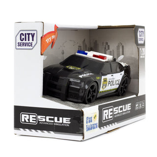 Friction-Powered Toy Police Car Lights & Siren | Black & White Cop Car for Kids