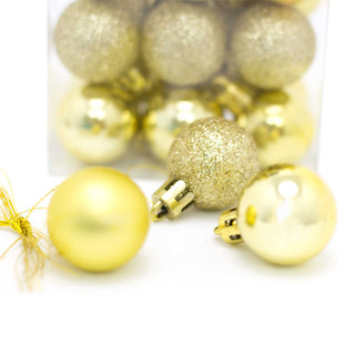 24 Piece Gold Mini Christmas Baubles | Christmas Tree Decorations | Gold Xmas Baubles Christmas Decor