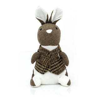 Herringbone Rabbit Door Stop Novelty Fabric Animal Doorstop Hare Door Stopper - Brown