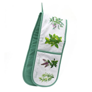 The Herb Garden - Double Oven Gloves | Heat Resistant Padded Kitchen Oven Mitt