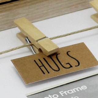 Clothes Line Wooden Box Frame With Pegs For 6 X 4 Photo - Hugs And Kisses