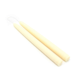 1 Pair of Cream Tapered Dinner Candles | 2 Hand-dipped Vegan Candles - 22cm