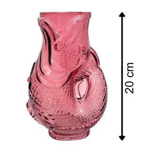 Pink Glass Fish Jug, 20cm Coloured Glass Pitcher Vase Nautical Fish Ornament