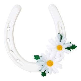 White Ceramic Daisy Good Luck Wedding Day Horseshoe | Lucky Keepsake Plaque Sign Charm | Wedding Gift Bridal Accessory