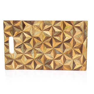 Beautiful Geometric Wooden Inlay Serving Platter | Charcuterie Platter Cheese Board Serving Board | Wood Graze Board Snack Board Sharing Platter 40 x 24cm