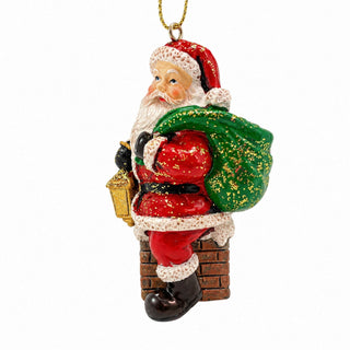 Santa On Chimney Resin Hanging Christmas Tree Decoration, Gisela Graham 8cm