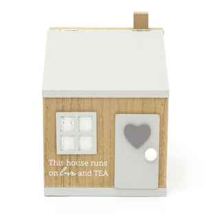 Shabby Chic House Shaped Tea Bag Caddy | Tea Bag Canister Storage Box | Kitchen Organiser Tea Case