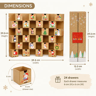 Natural Folding Fill Your Own Christmas Advent Calendar, 24 Drawer Countdown