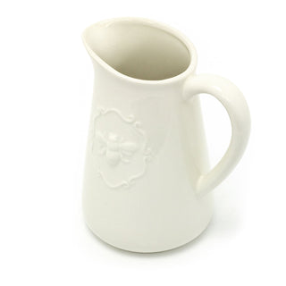 Cream Ceramic Embossed Bumble Bee Serving Jug | Honey Bee Water Jug Glazed Milk Jug Pitcher | Country Kitchen Jugs Porcelain Flower Vase Jug For Flowers
