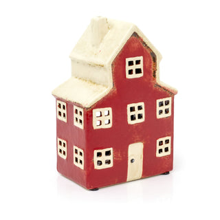 Ceramic Red House Tealight Votive Holder | Country Farmhouse Candle Holder