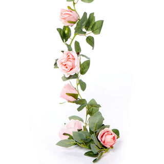 175cm Artificial Rose Garland Flower | Faux Indoor Hanging Flower Decorations | Fake Pink Floral Garland Festoon