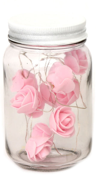 Stunning Led Lights and Roses Decorative Glass Mason Jar