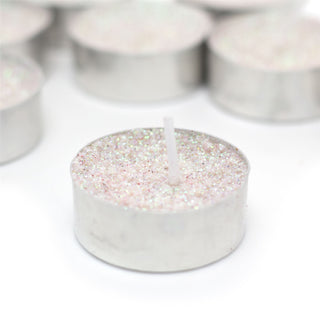 Pack Of 8 Silver Glitter Tealight Candles | Unscented Candle Tealights | Wedding Christmas Tealight Candles