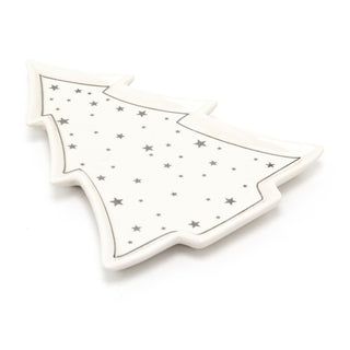 Christmas Tree Trinket Dish | White Ceramic Tree-shaped Trinket Tray - 26cm