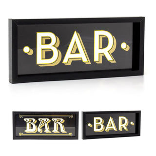 Wooden Black & Gold Art Deco Bar Sign | Vintage Style Drinks Bar Plaque Wall Art