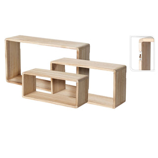 Set Of 3 Wooden Cube Floating Wall Shelves | Wall Mounted Display Shelf Set