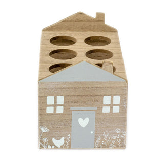 Shabby Chic House Shaped Wooden Egg Rack | 2 Tier Egg House For 12 Eggs