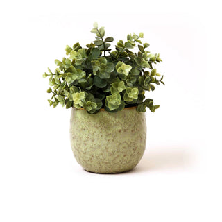 Reactive Glaze Green Ceramic Plant Pot | Flower Pot Planter With Textured Design