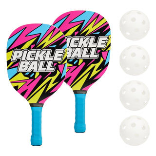 6 Piece Pickleball Set, Pickle Ball Kit with 2 Paddles 4 Balls and Carry Bag