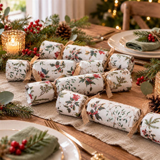 6 Plantable Christmas Crackers, Botanical Print with Wildflower Seeds